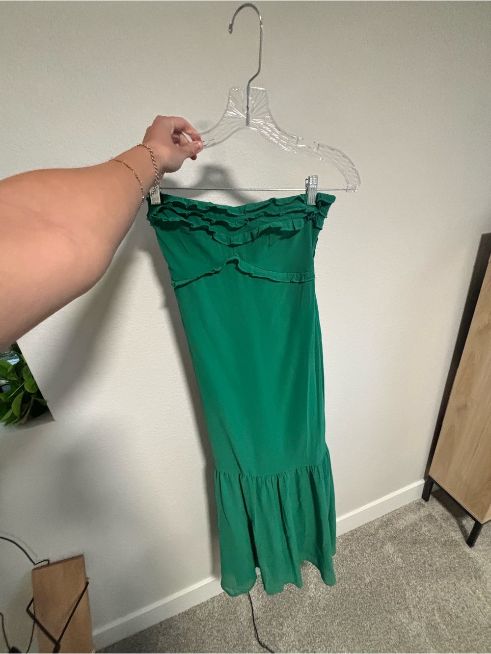 All About May Green Strapless Maxi Dress